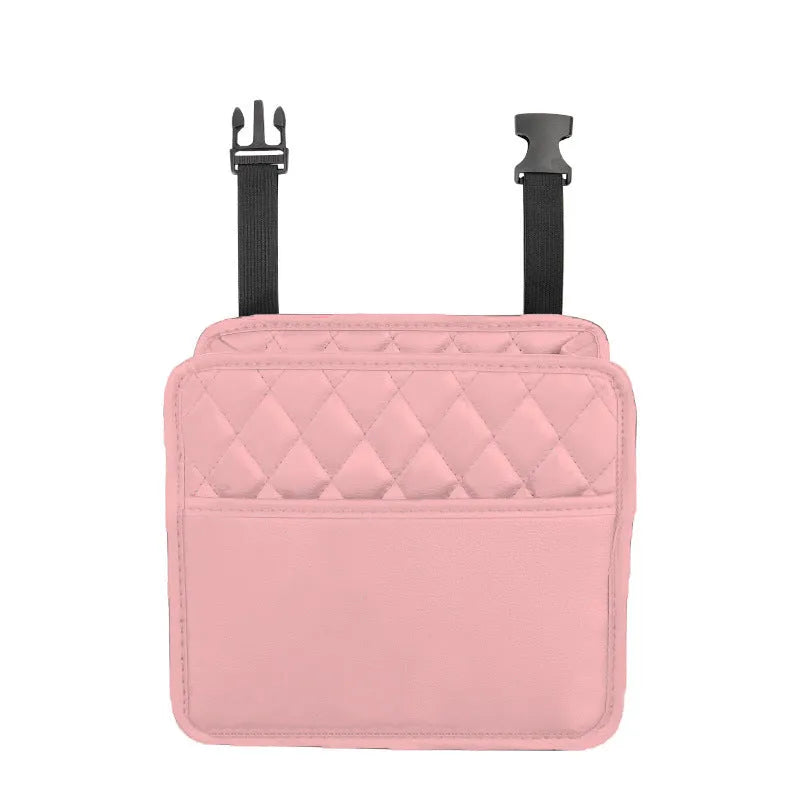 Leather car interior hanging storage bag organiser trash can in black pink green white colours