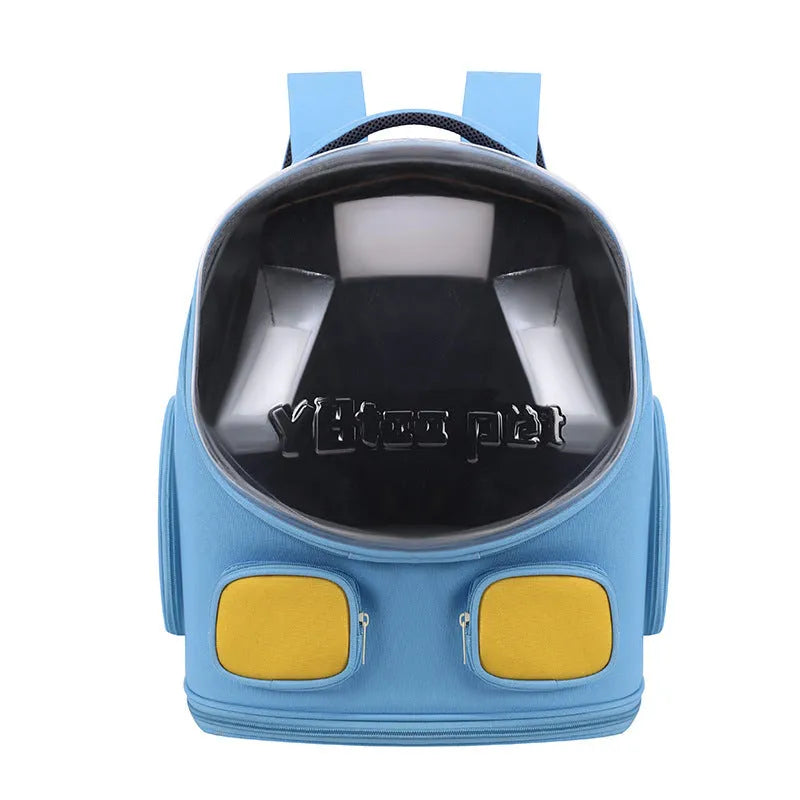 Large capacity nylon cat backpack in solid colour, medium hard structure for pets up to 9kg.