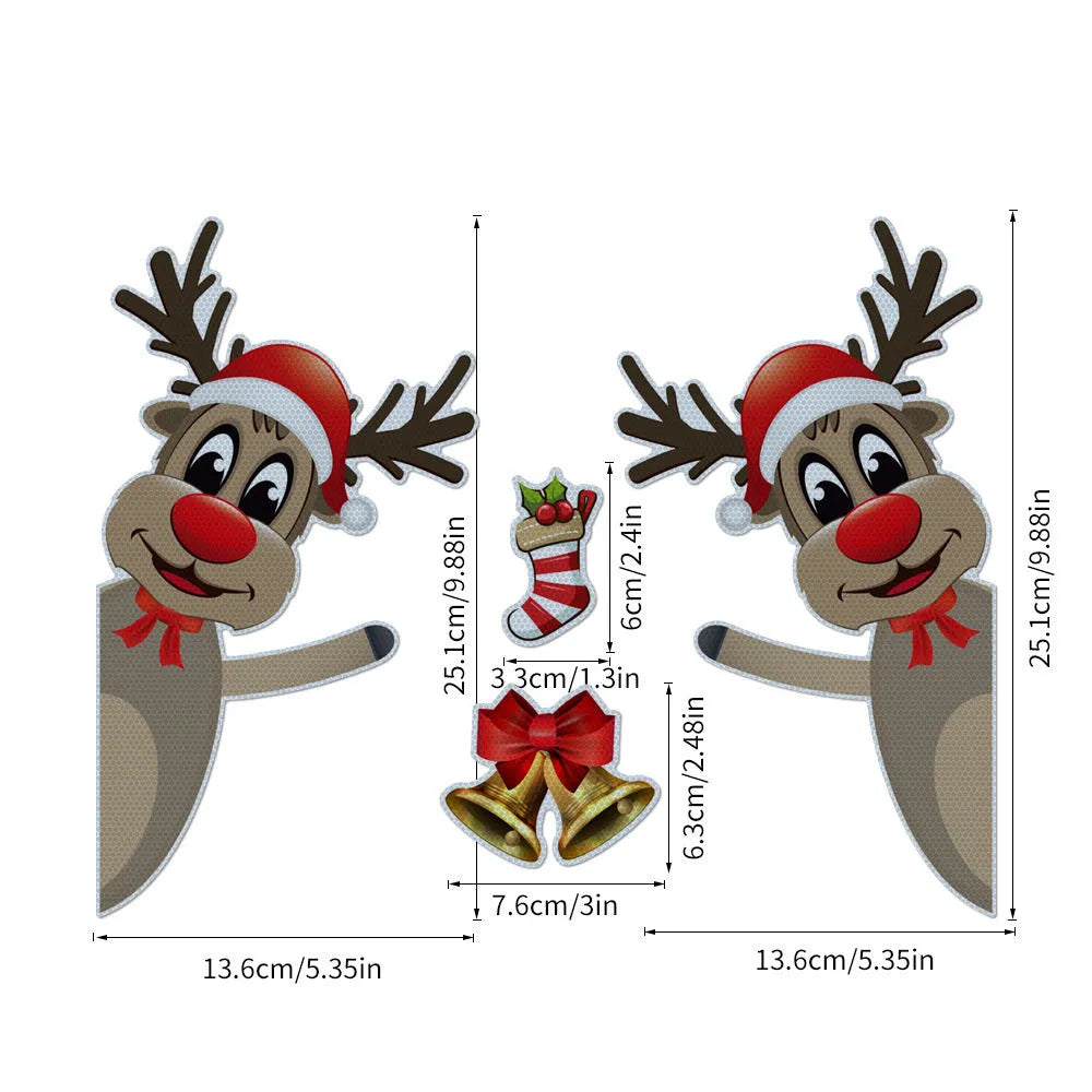 Christmas elk bell design magnetic bumper stickers with reflective luminous properties on vehicle