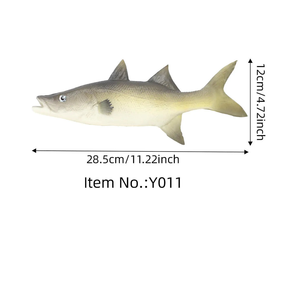 Three PU simulated fish models showing yellow-fin tuna variations on display surface