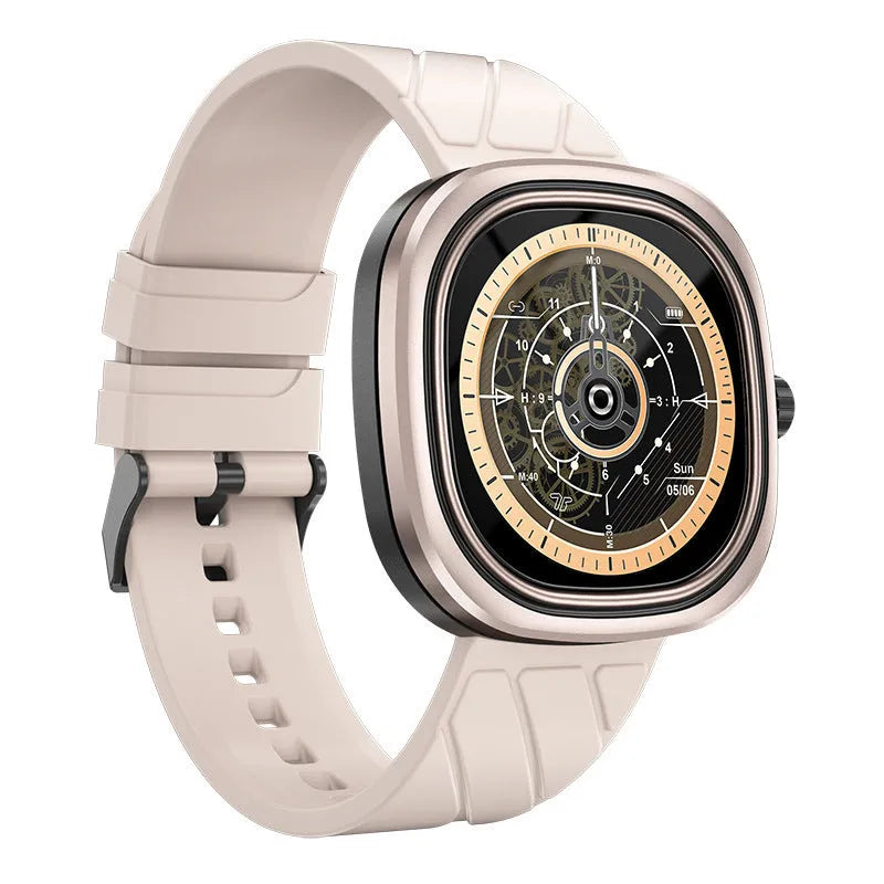 Black smartwatch sports bracelet with a square 1.32-inch colour screen on a silicone wristband.