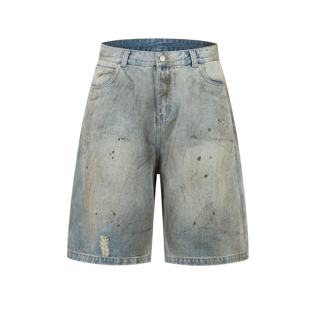 Blue cropped denim middle pants with a straight leg and zipper fly on a size chart.