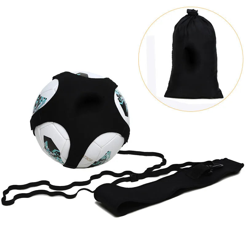 Black football juggling belt with a 2 metre training cable made from diving suit fabric.