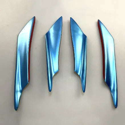 Four-piece carbon fibre pattern bumper blade kit for automotive bumper installation