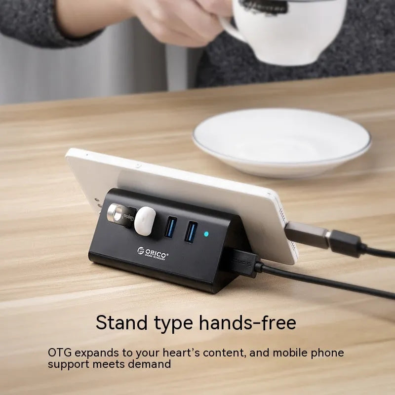 USB 3.0 4-port external hub with bracket, no external power supply, for trade fairs
