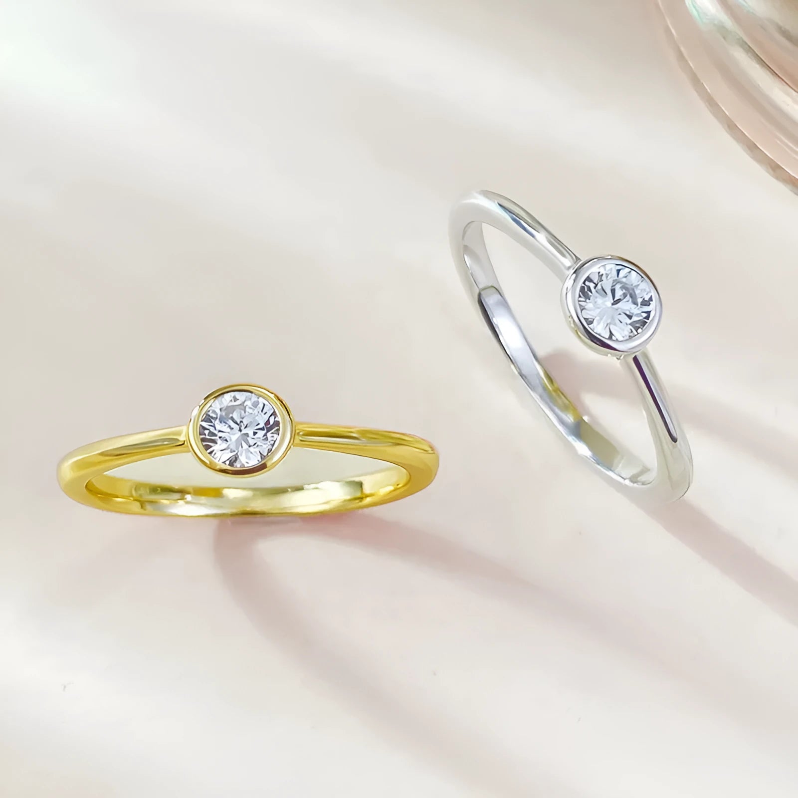 Minimalist silver crown ring with line detailing, shown in gold or platinum electroplated finish.