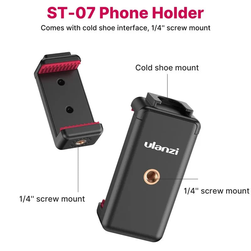 Vlog tripod kit with extended legs and a detachable Bluetooth remote shutter for mobile phone filming.
