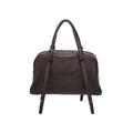 Genuine leather retro shoulder bag in horizontal square shape with double straps
