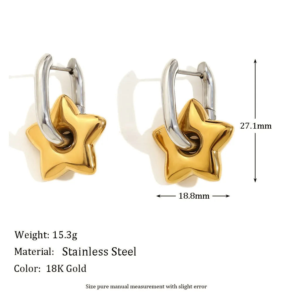 Geometric gold electroplated stainless steel jewellery set with earrings, bracelet and necklace