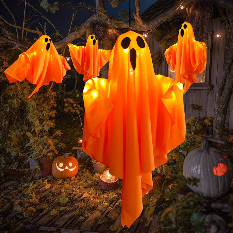White ghost horror ambience light with cloth construction for Halloween decorations