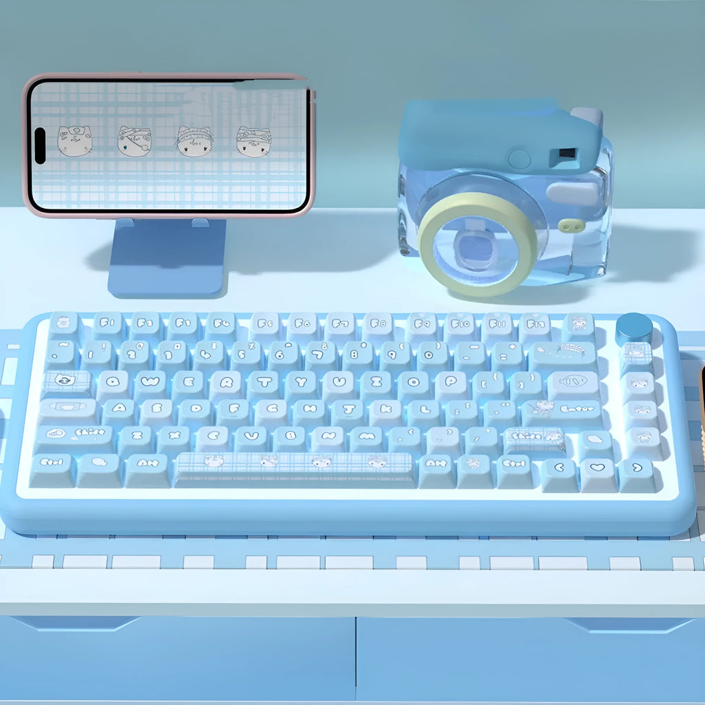 Watercolour cat design custom PBT keycap set for mechanical keyboards with 138 or 158 keys
