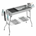 Large stainless steel portable barbecue oven with turnover design and charcoal cooking grills