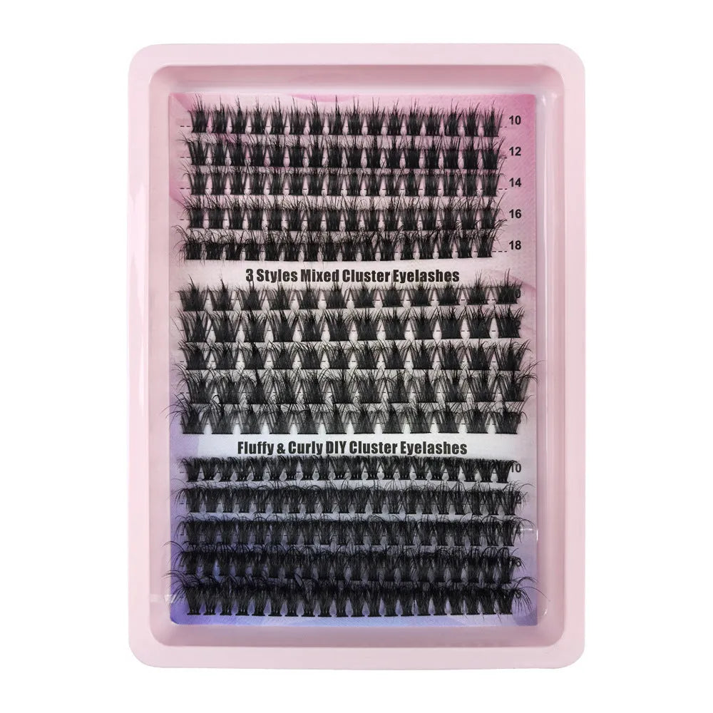 Large capacity false eyelashes box containing mixed messy style lashes with storage dimensions 13.7cm wide