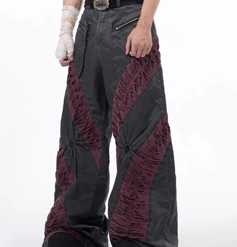 Retro three-dimensional keel casual sports pants in solid colour rayon viscose fabric