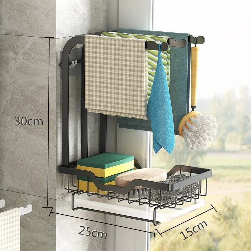 Foldable plastic kitchen storage rack for drying rags in a new Chinese style