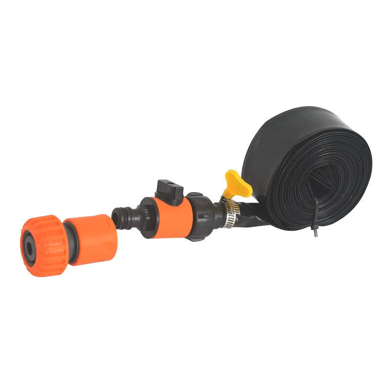 Blue or orange portable garden sprinkler with solar water cooling and PVC construction