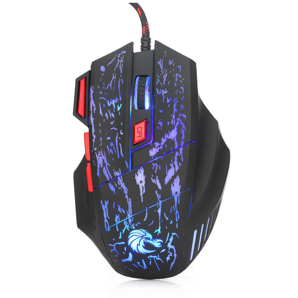 Water Crack colour luminous gaming mouse with USB cable, black H300BK finish, ergonomic shape