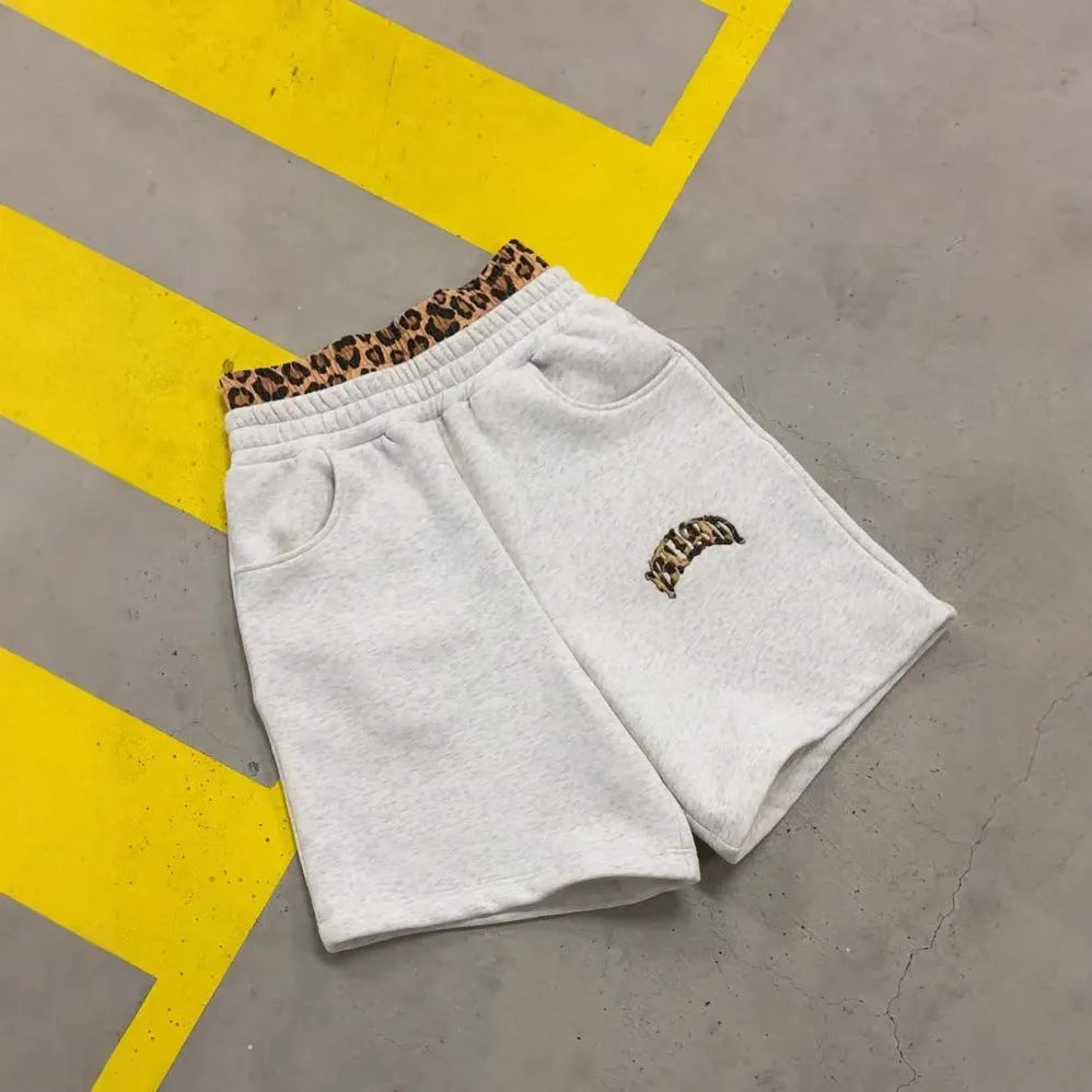 Men's patchwork double waist hip hop trousers in loose fit with elastic fabric and zip fly