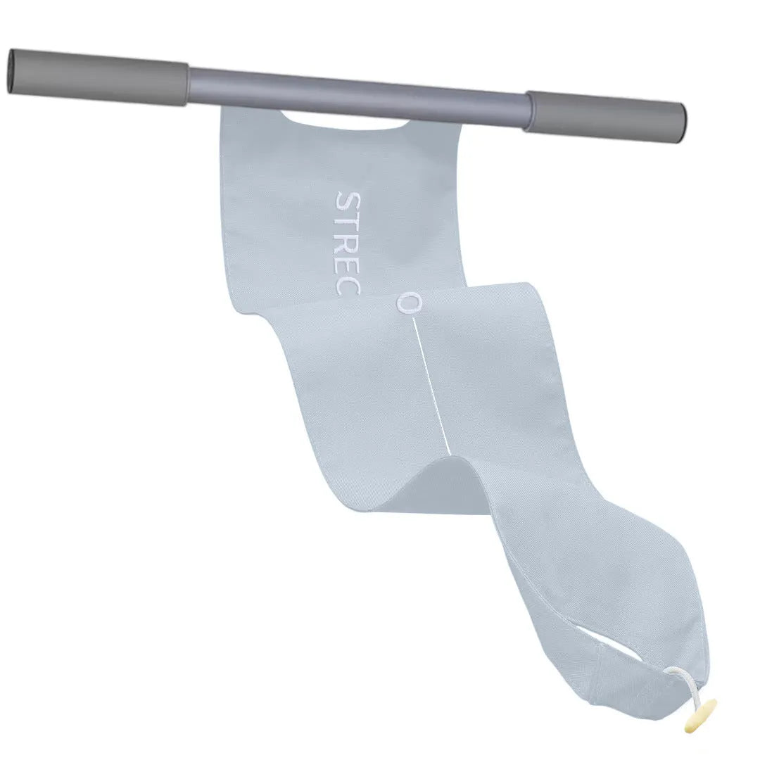 Grey and pink yoga multi-function stretching tool for shoulder, back and hip exercises