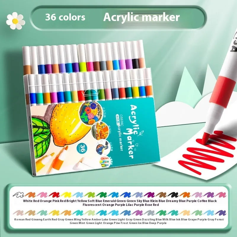 Acrylic marker pen set for student art projects with multiple colour options