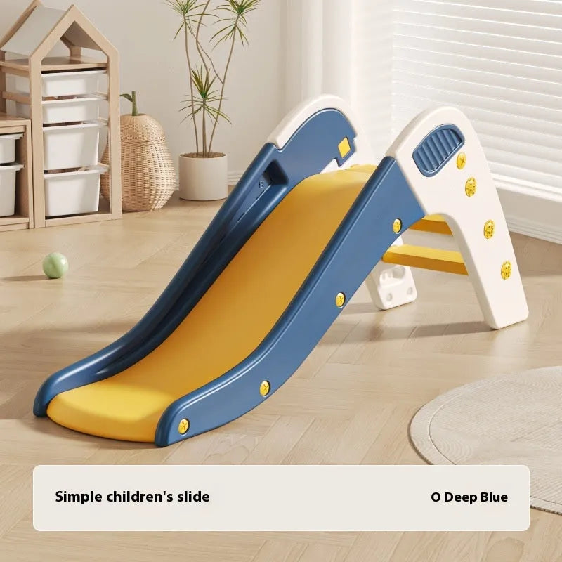 Small plastic baby slide in blue, yellow, brown or gray colours for indoor use