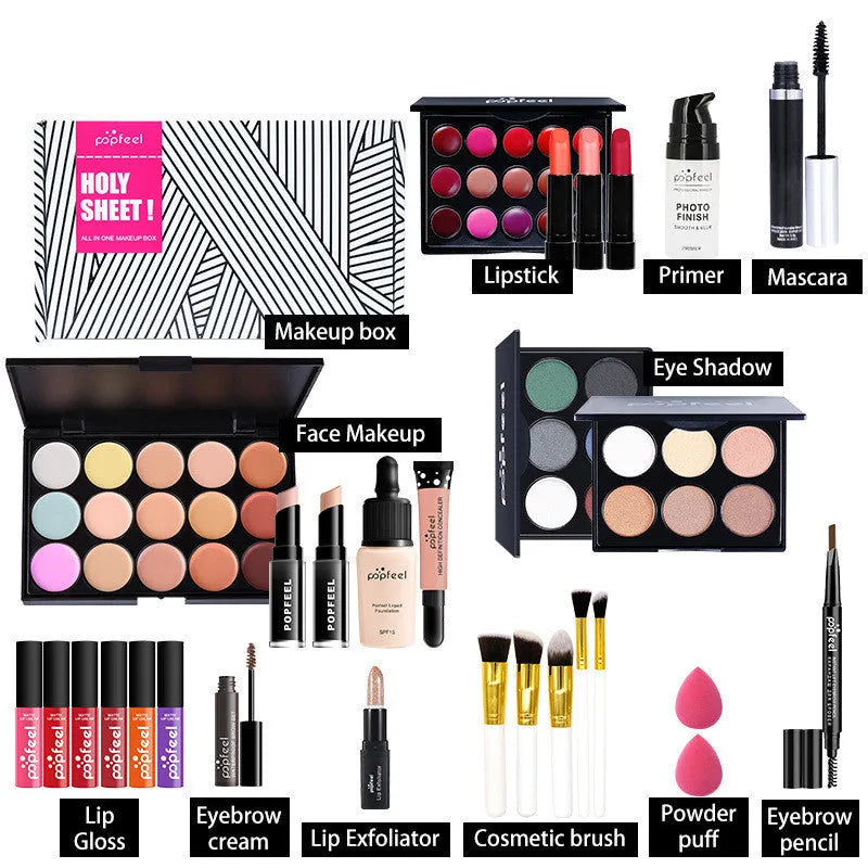 Makeup cosmetics set beginner combination kit with concealer eyeliner and eyebrow pencil natural colour palette Kit01