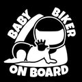 Black and white reflective BABY ON BOARD warning sticker for car window