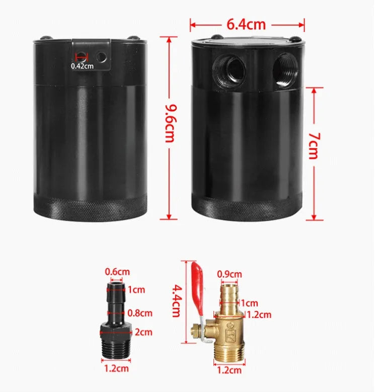 Black aluminium automotive oil can with two-hole breathable design and oil-free valve
