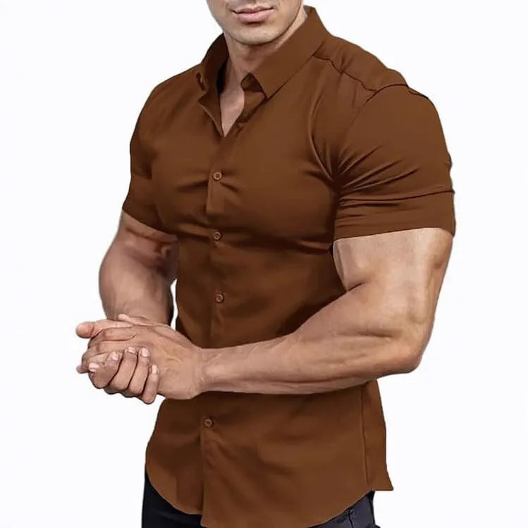 Men's casual short sleeve printed shirt with collar in regular fit, available in multiple colours.