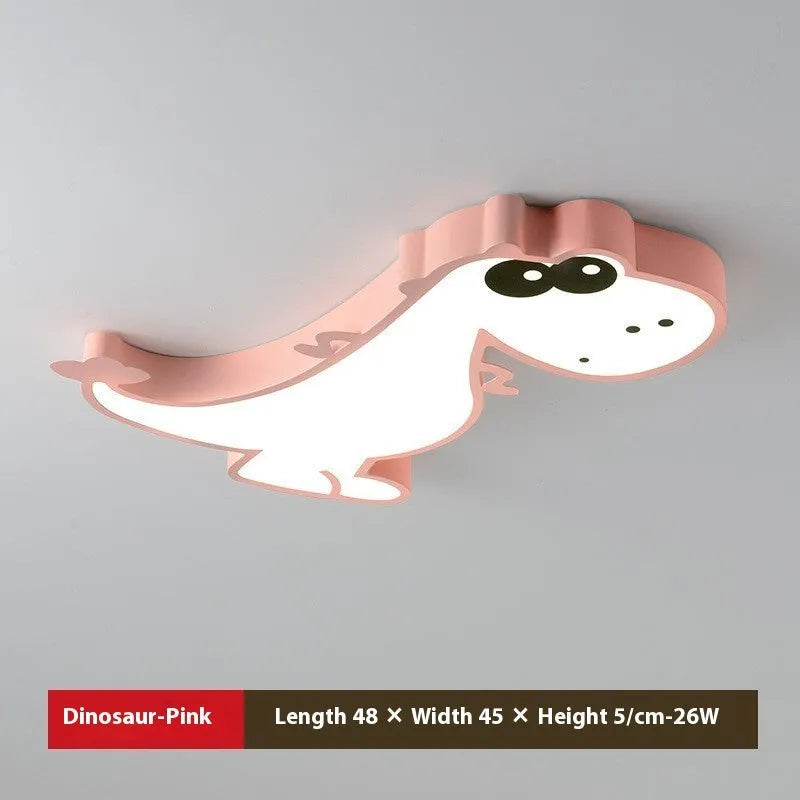 Green cartoon dinosaur ceiling light with dimmable function and PVC shade