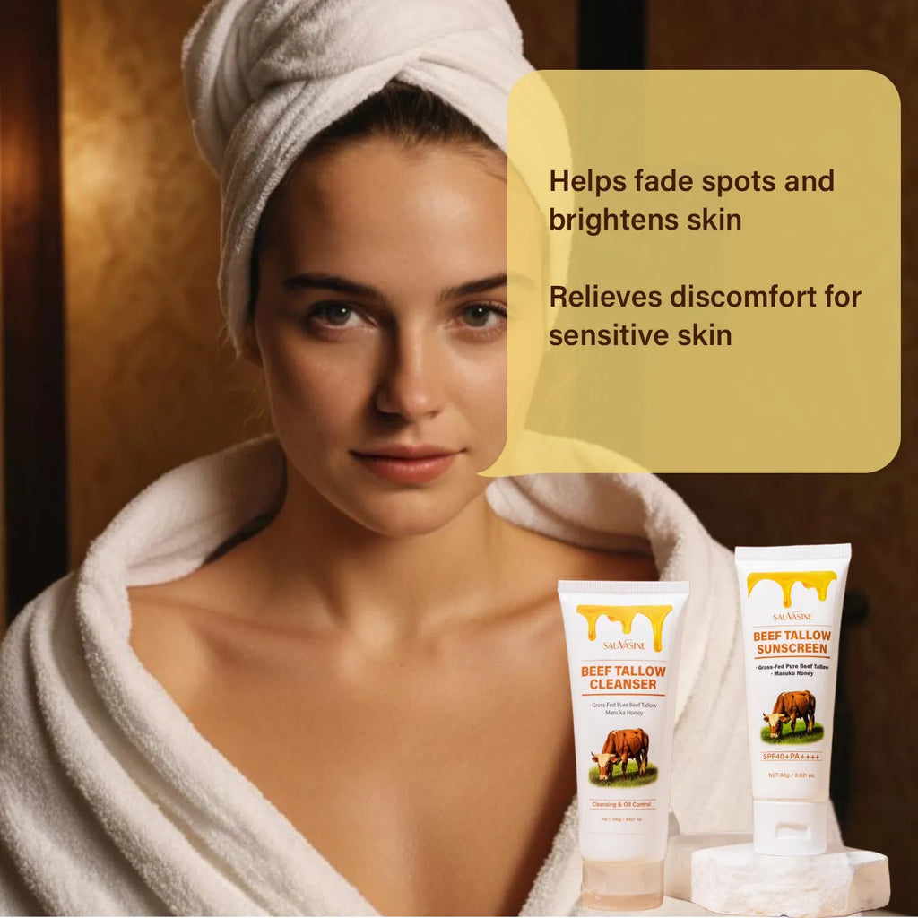 Butter honey seven-piece facial care set with cleanser, cream, lipstick, lotion, scrub and beef fat products