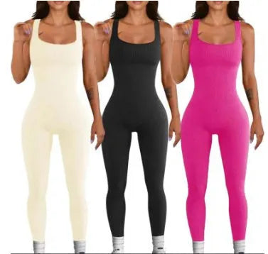 Women's long sleeve suspender tights in spandex with tank top and button details