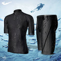 Men's black leopard print quick-drying split swimsuit top for snorkelling and swimming