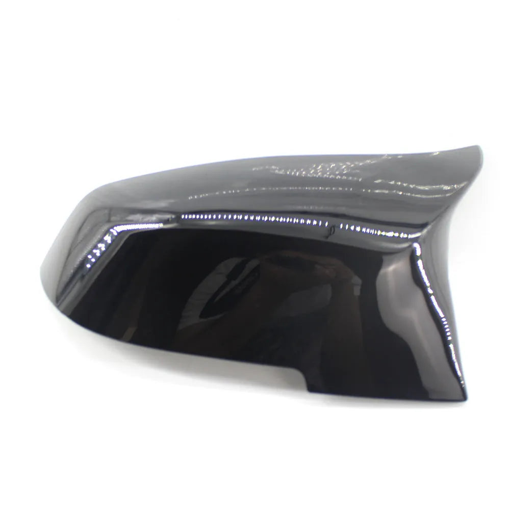 Pair of modified horn rear-view mirror shells for BMW 3 Series 4 Series in paint bright black finish