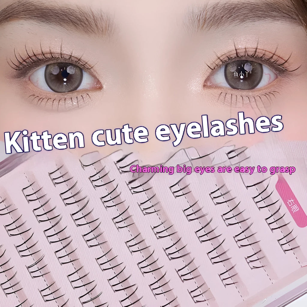 12 row segmented false eyelashes with 4-5-6mm pointed tails and sheer root