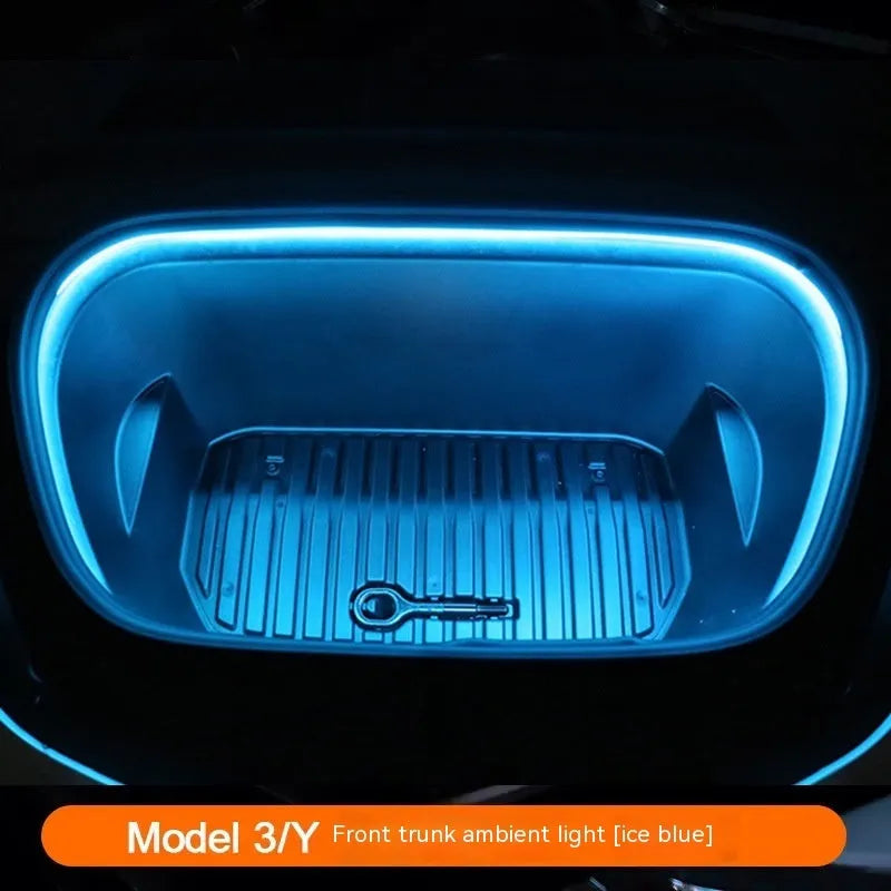 Tesla Model 3 and Model Y front backup box ambient lighting modification kit with soft silicone light bar