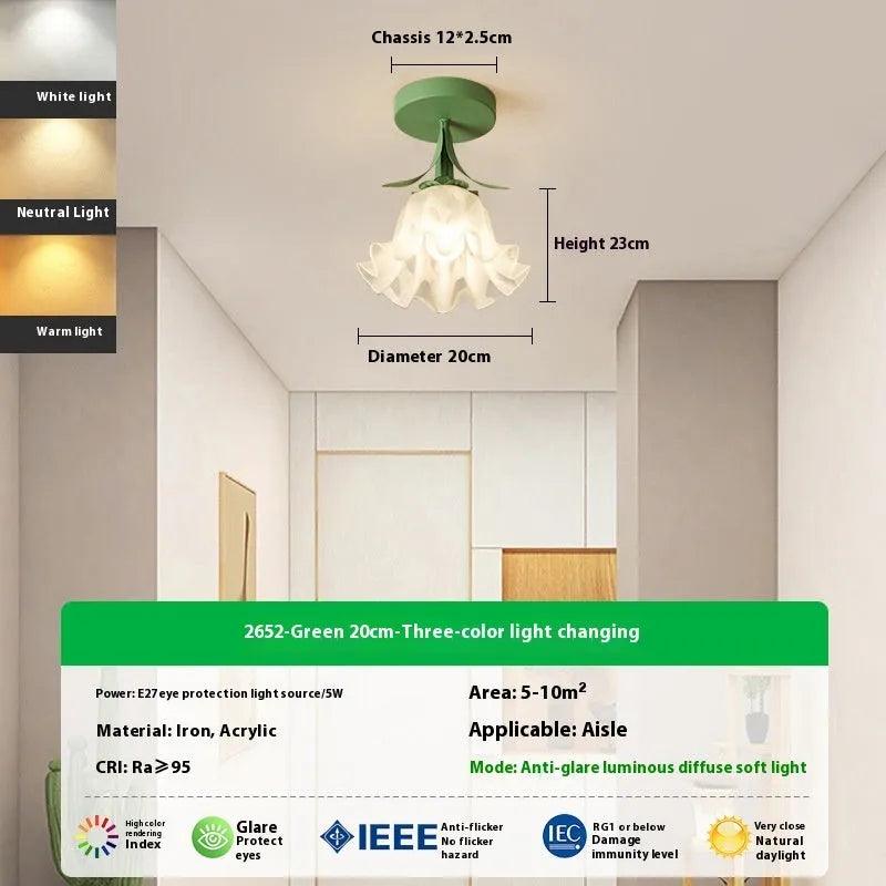 Cream coloured modern corridor light fixture with Linglan Flower design and remote control.