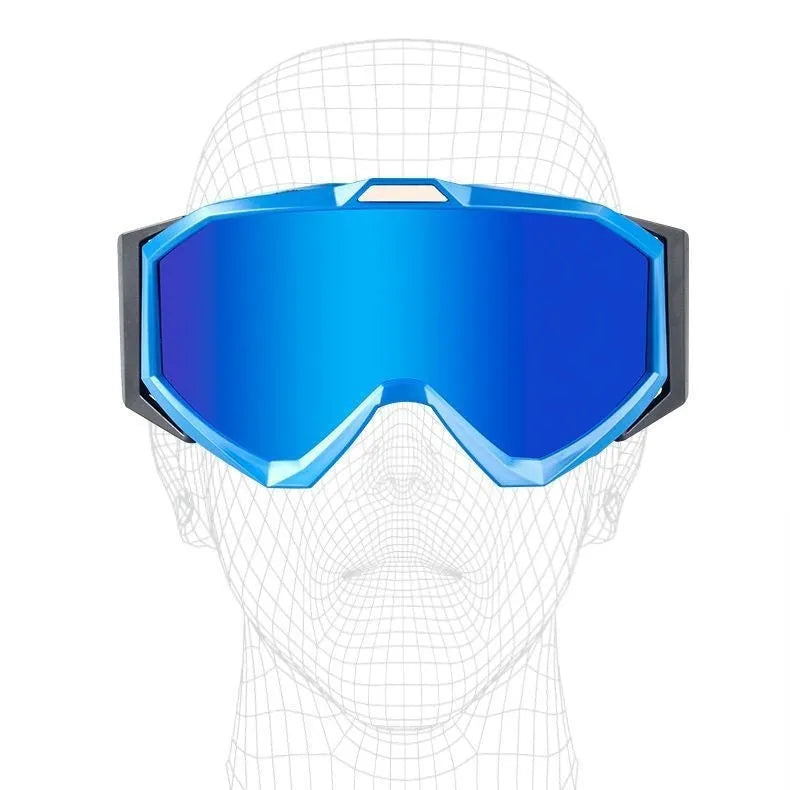 Motorcycle goggles with anti-fog technology in black frame with grey lens configuration