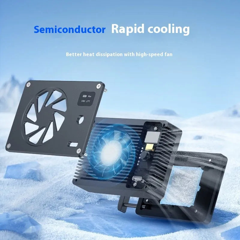 Black aluminium alloy PC heatsink radiator measuring 89x52x25.95mm with power cord