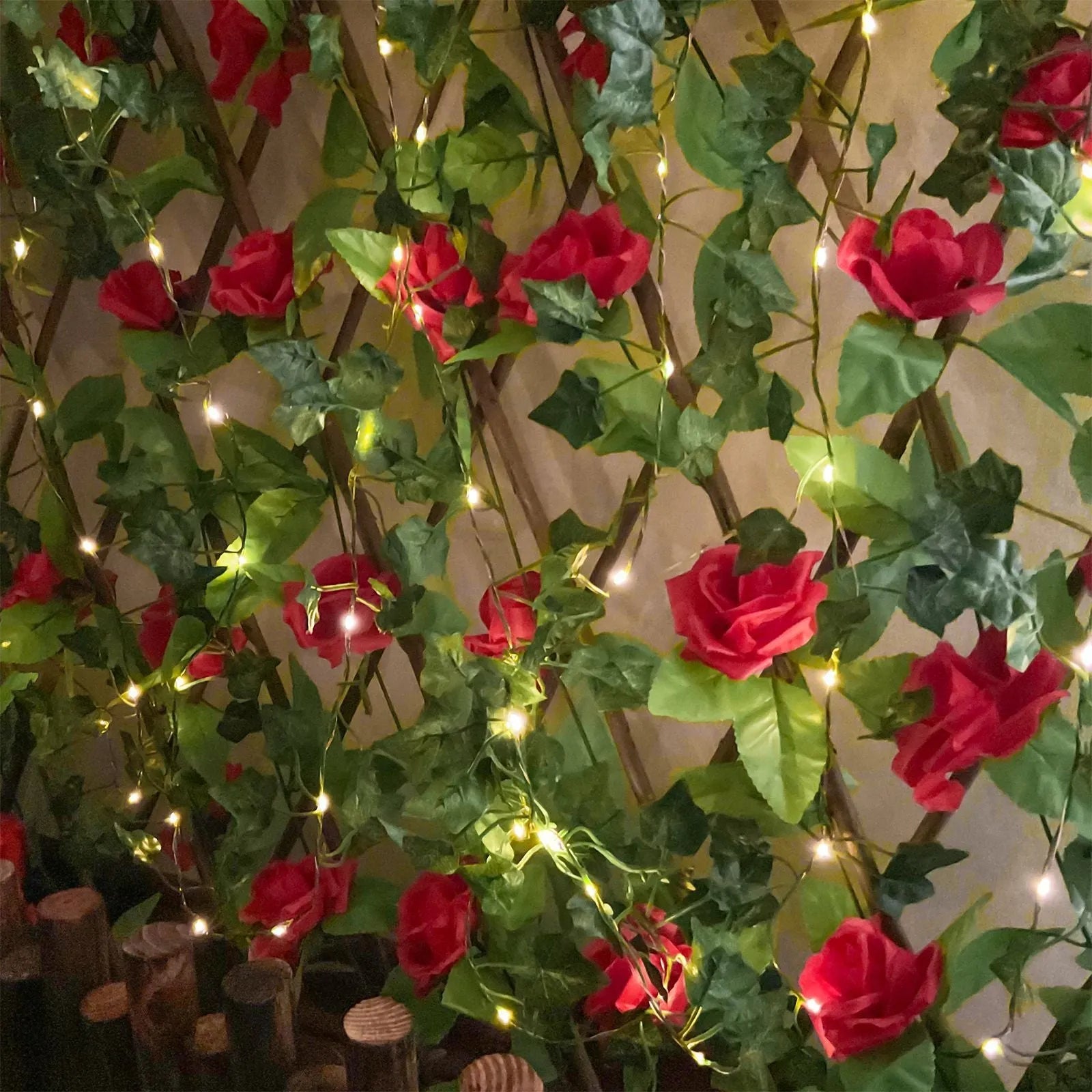 Solar powered flower-shaped string lights with copper wire for garden courtyard decoration