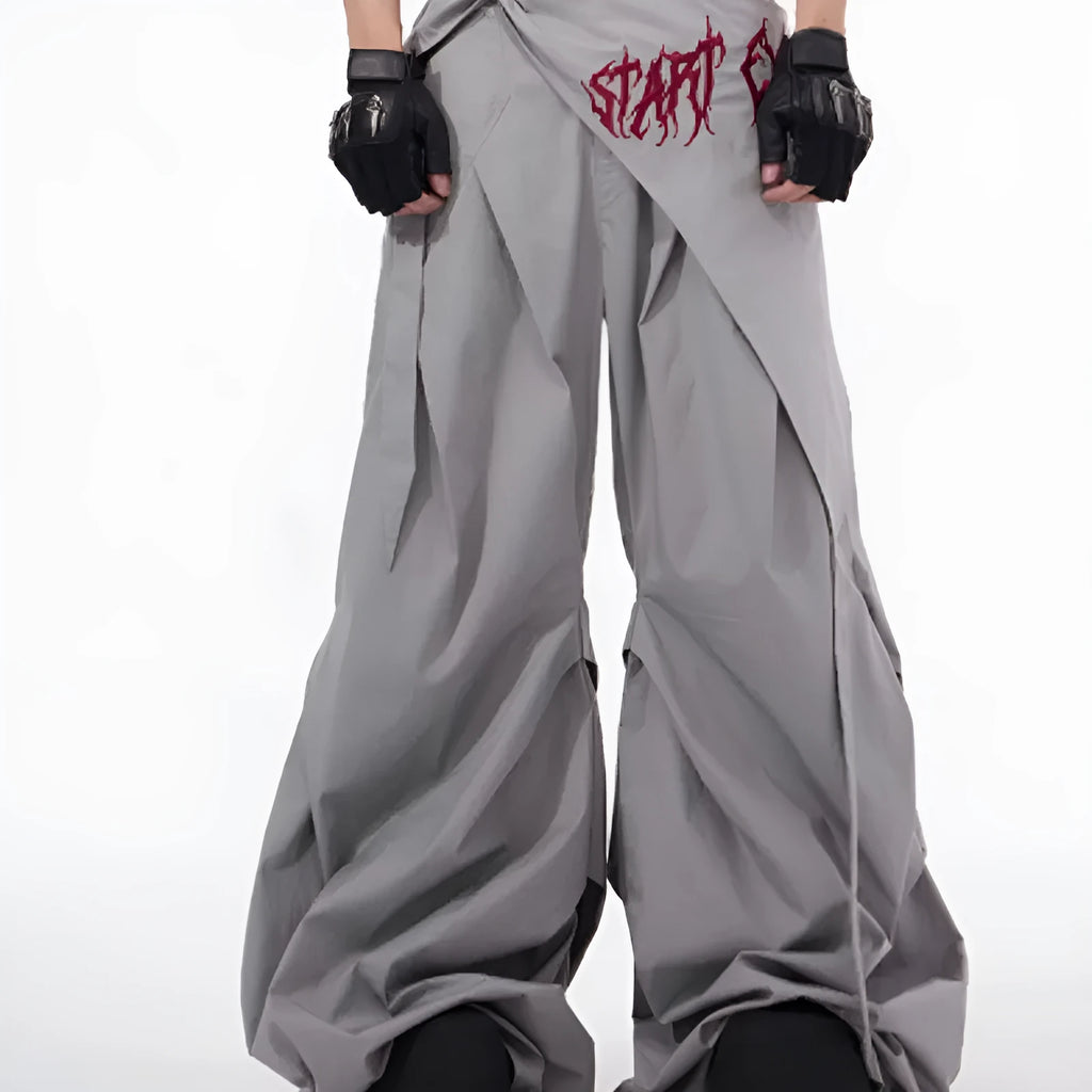 Korean-style wide-leg summer pants for boys in solid black or grey with loose fit design