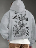 Mens loose fit French hoodie in Apricot colour, front view, polyester fabric