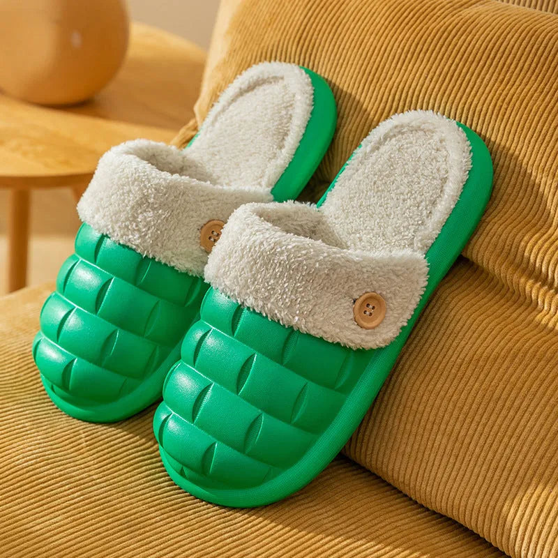 Women's detachable EVA plaid slippers with plush lining in multiple colours