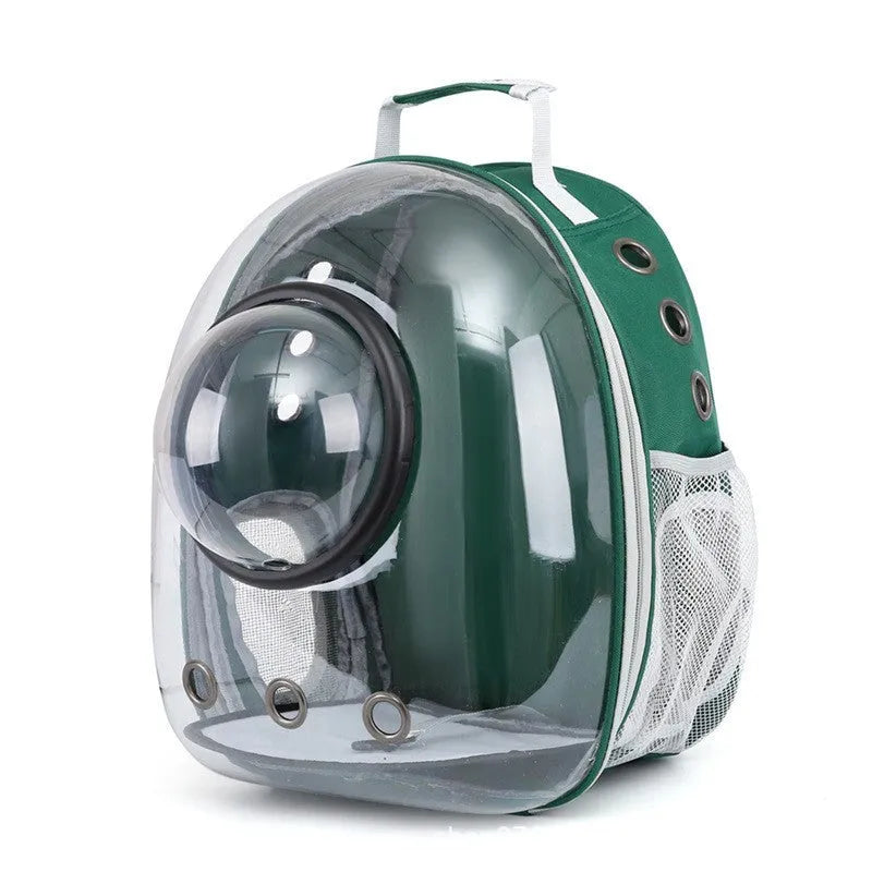 Grey PC astronaut-style cat carrier bag with side opening and large interior space.