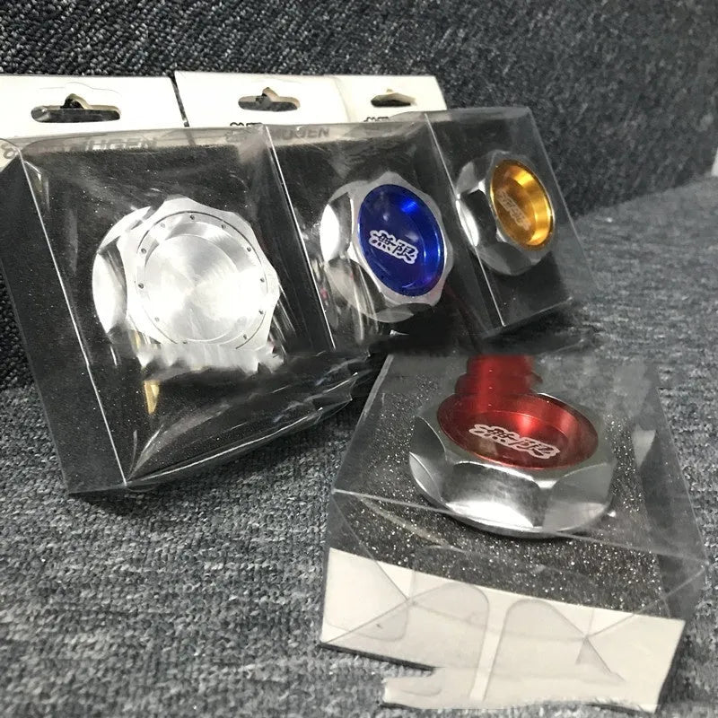 Aluminium alloy oil filter cap for Honda in choice of red, blue, silver, black, purple, or gold colours.
