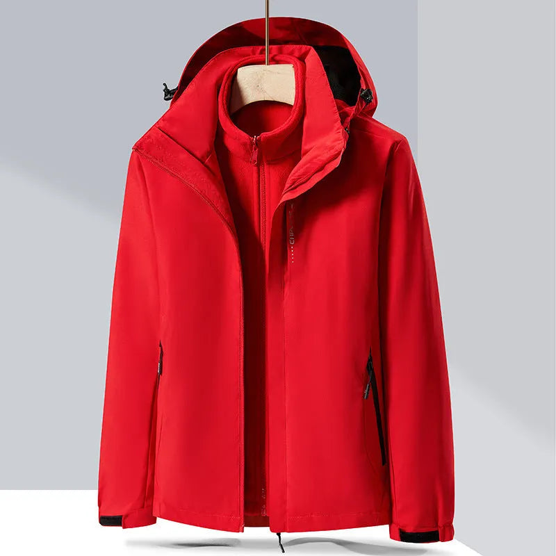 Men's three-in-one removable waterproof mountaineering suit in multiple colours for outdoor sports