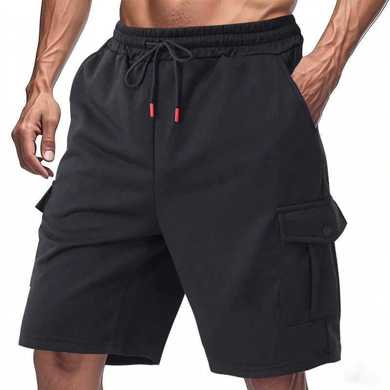 Men's loose cargo shorts with multiple pockets in terry fabric available in three colours