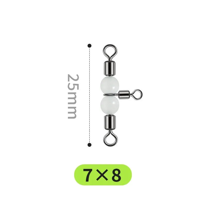Copper luminous three-fork fishing swivel accessories in bulk pack of 10 for T-type balance fork systems