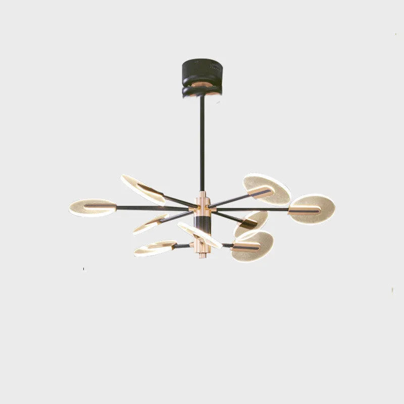 Nordic style iron and acrylic LED pendant chandelier with multiple heads for dining room lighting