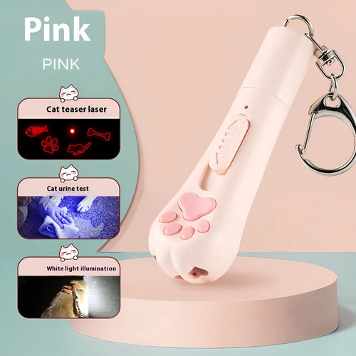 Cat laser charging toy in pink, cream or sky blue colour with self-hi function for interactive pet play